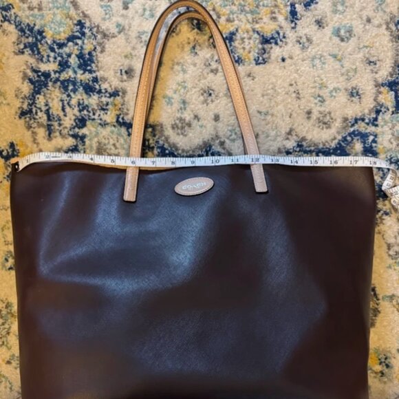 Coach Metro Large Tote Brown and Tan Saffiano Leather Purse Bag #F24341 - Picture 4 of 15